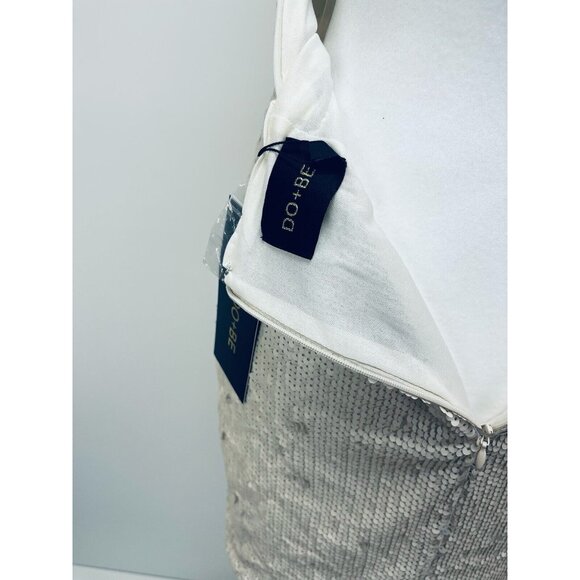 DO+BEl Women's Sequin Halter Ruffle Mini Dress Size M Beige NEW - Picture 6 of 9